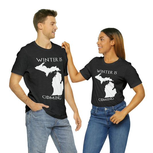 VT Michigan Winter is coming Unisex Jersey Short Sleeve Tee