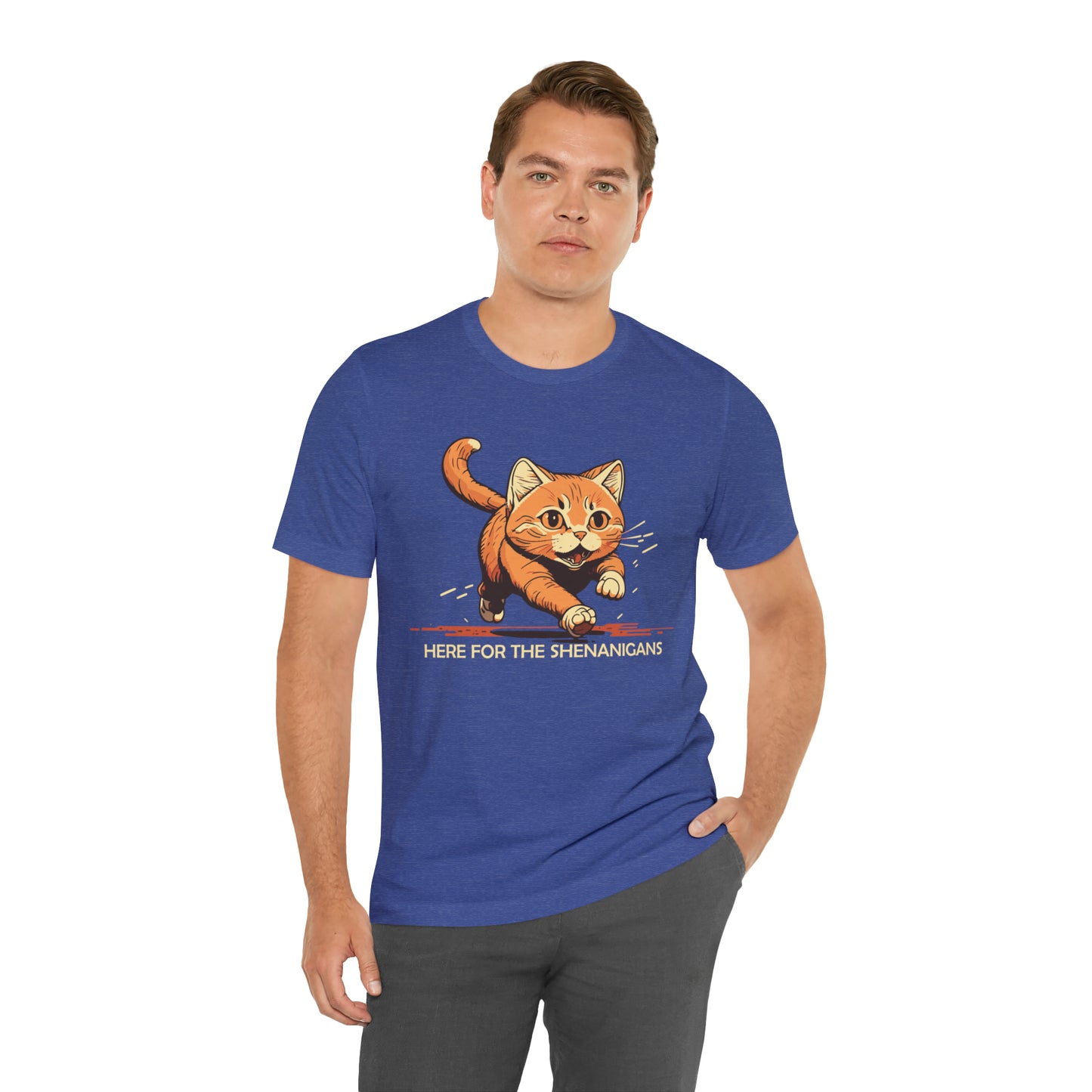 VT Here for the shenanigans tabby cat Unisex Jersey Short Sleeve Tee