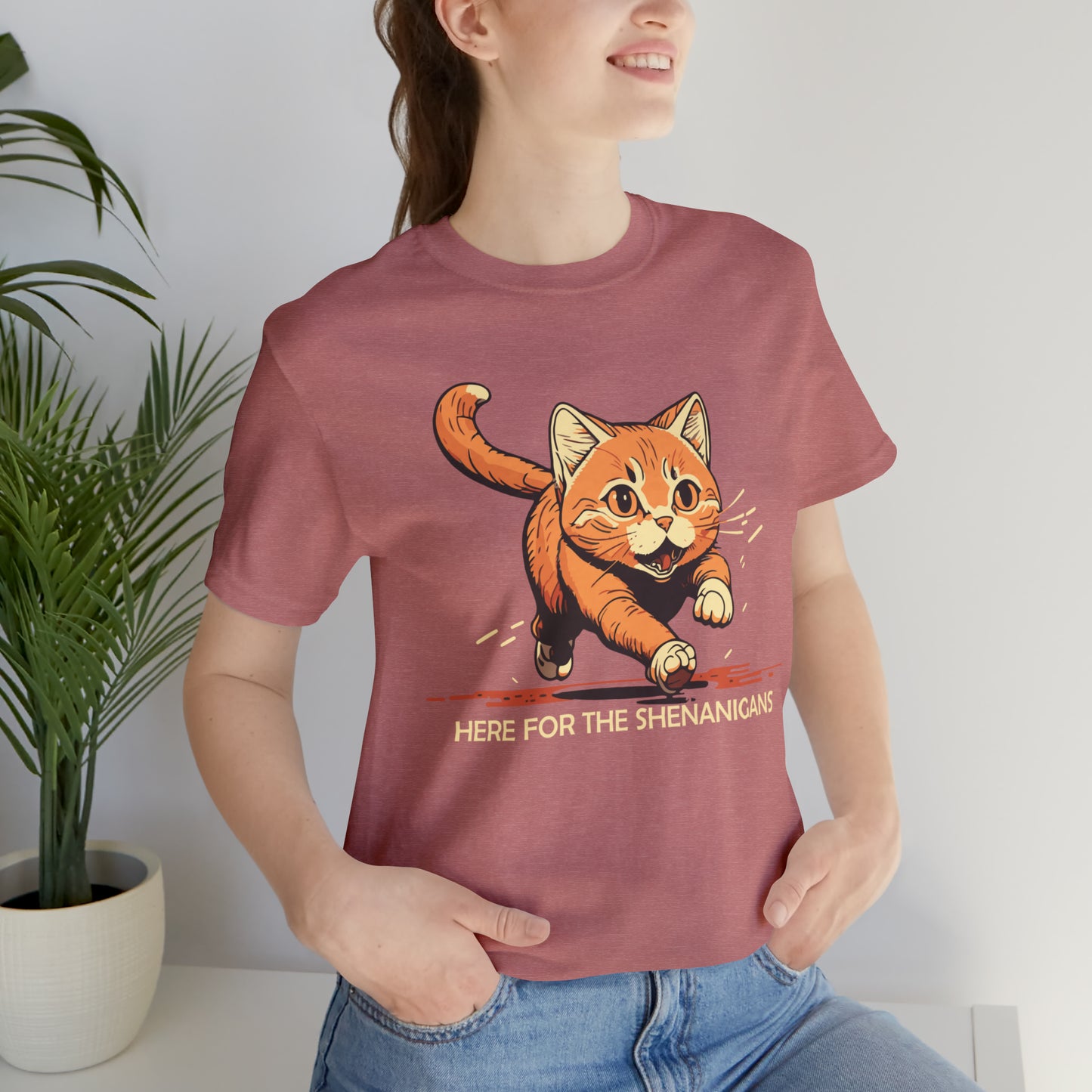 VT Here for the shenanigans tabby cat Unisex Jersey Short Sleeve Tee