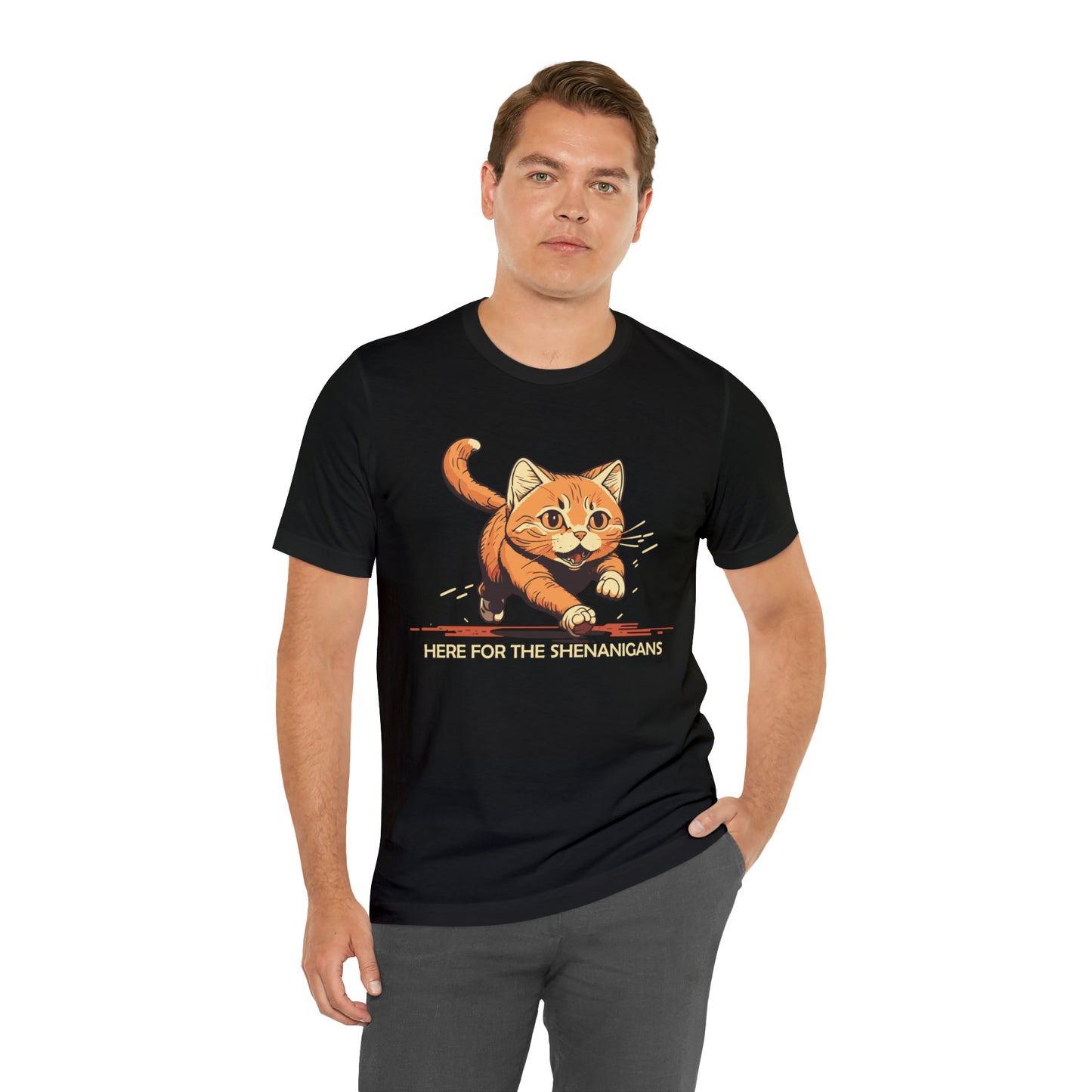 VT Here for the shenanigans tabby cat Unisex Jersey Short Sleeve Tee