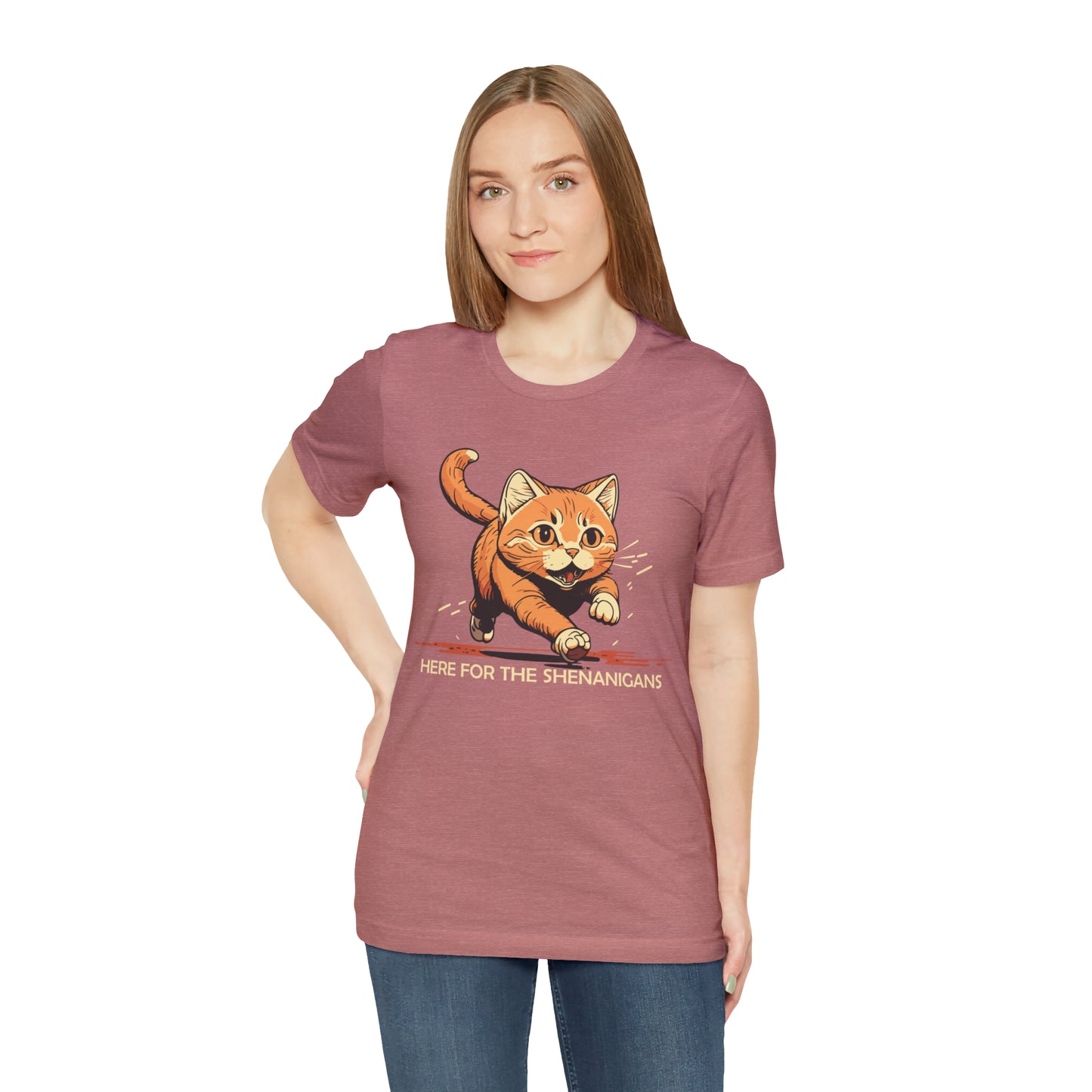 VT Here for the shenanigans tabby cat Unisex Jersey Short Sleeve Tee