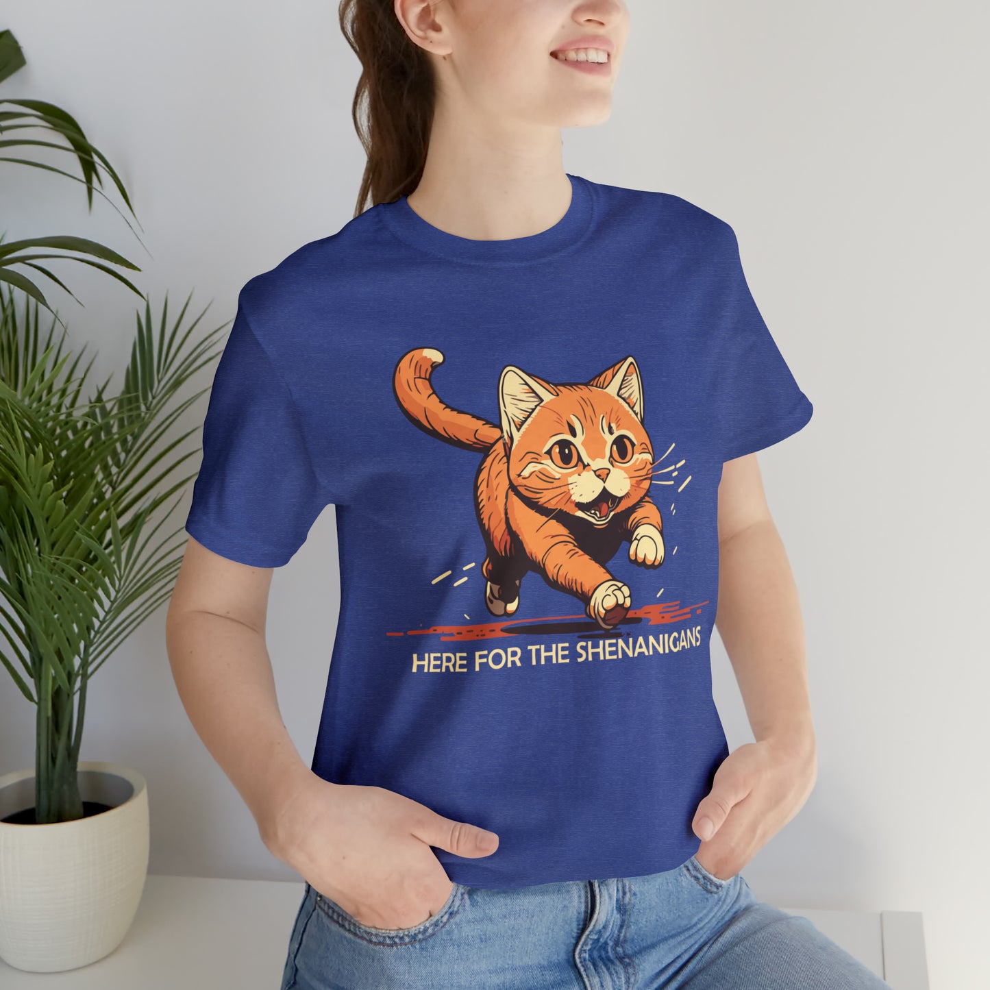 VT Here for the shenanigans tabby cat Unisex Jersey Short Sleeve Tee