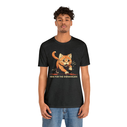 VT Here for the shenanigans tabby cat Unisex Jersey Short Sleeve Tee